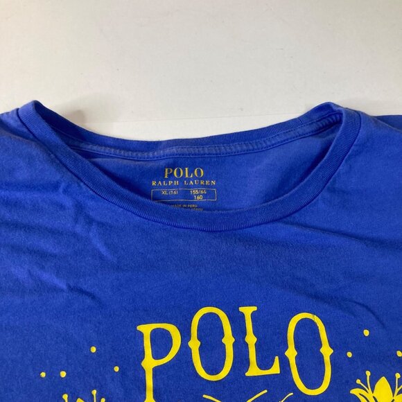 Girls Polo Ralph Lauren Polo Please Protect The Bees Tee Blue Yellow  XL Cotton - Picture 3 of 7